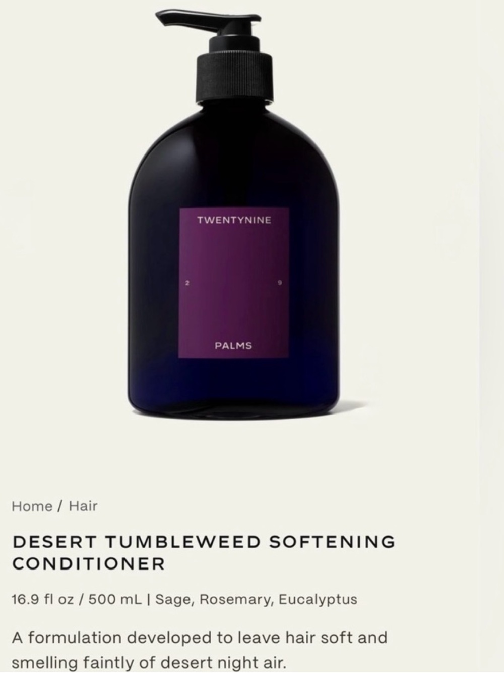 TWENTYNINE PALMS Desert Tumbleweed Softening Conditioner NIB - Picture 2 of 7